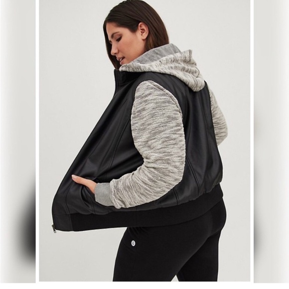 TORRID Black Hooded Leather Jacket - Picture 3 of 11